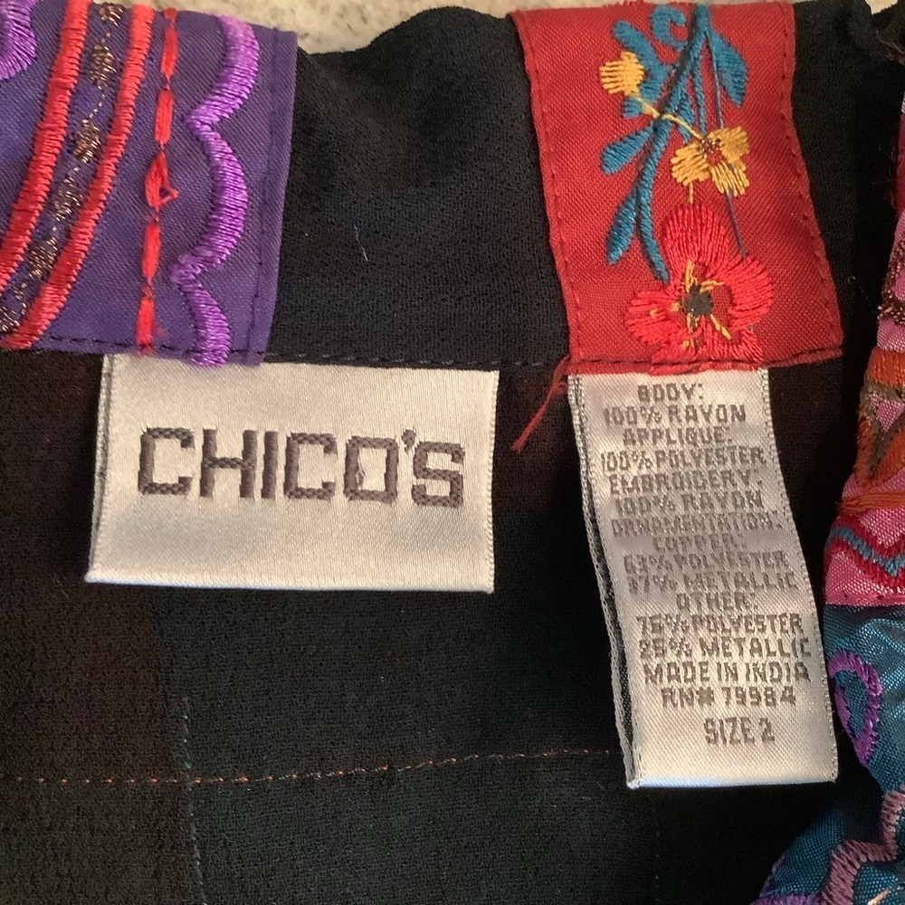 Chico’s Colorful Patchwork Shirt Jacket Size 2 (Large) Embroidered - Picture 6 of 7